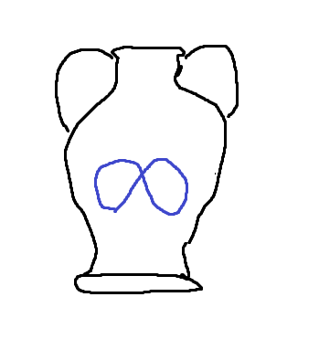 A drawing of an amphora with the Meta logo on it